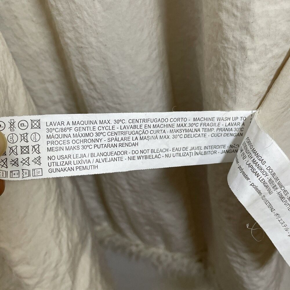 Zara Basic Outerwear Cream Fluffy/Shaggy Faux Fur Long Jacket/Coat Size Small - Picture 6 of 11